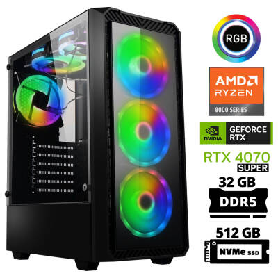 Xaser Delux X25 Ryzen 5 8400F 32GB DDR5 Ram 512GB M.2 NVMe SSD 12GB RTX4070 SUPER Masaüstü Oyuncu Bilgisayarı - 1