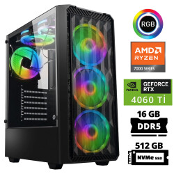 Xaser Delux X33 Ryzen 5 7500F 16GB DDR5 Ram 512GB M.2 NVMe SSD 8GB RTX4060 Ti Masaüstü Oyuncu Bilgisayarı - 1