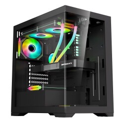 XASER MG210 4x RGB Fan USB 3.0 Powersız Siyah m-ATX Gaming Oyuncu Kasası - 1