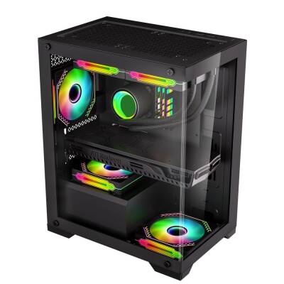 XASER MG210 4x RGB Fan USB 3.0 Powersız Siyah m-ATX Gaming Oyuncu Kasası - 2