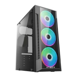 XASER MG3147 3x Rainbow Fan USB 3.0 Powersız ATX Gaming Oyuncu Kasası - 1