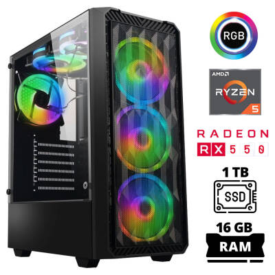 Xaser Xsr1027 Ryzen 5 3600 16GB Ram 1TB SSD 4GB RX550 Oyuncu Masaüstü Bilgisayarı - 1